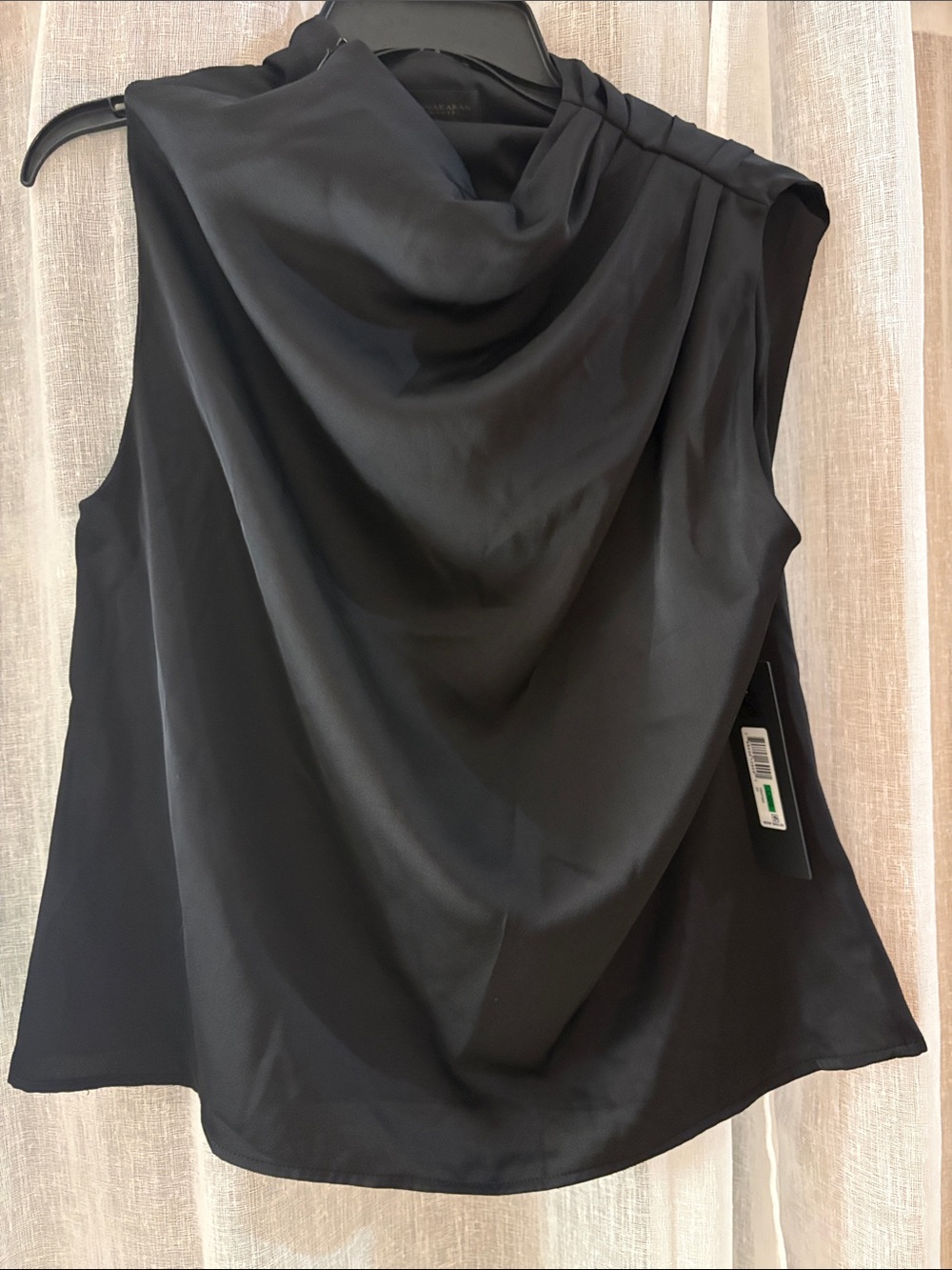 Donna Karan Sleeveless Draped Cowl Neck Top - Black